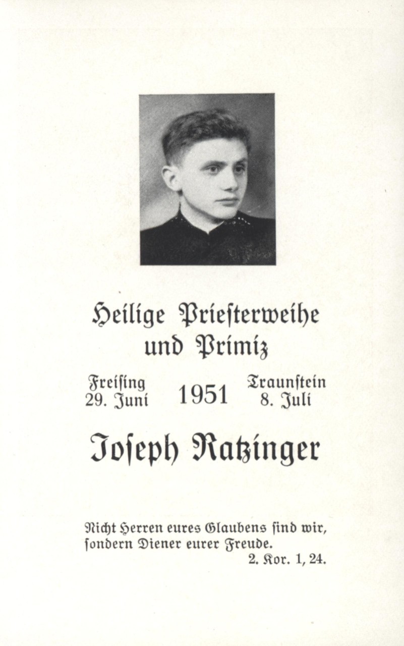 70 anni fa la prima messa di Joseph Ratzinger